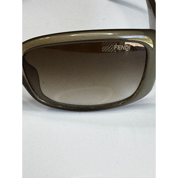 Fendi FS3231 Olive Green Wrap Sunglasses Brown Gradient 56mm Italy w/ Case - Picture 11 of 15